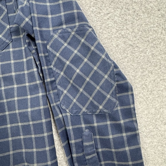 LL Bean Performance Flannel Mens Large Blue Check Plaid Elbow Patches Outdoor - Picture 2 of 9